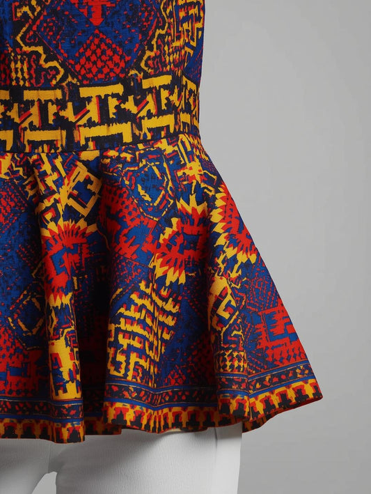 African Print Peplum Blouse