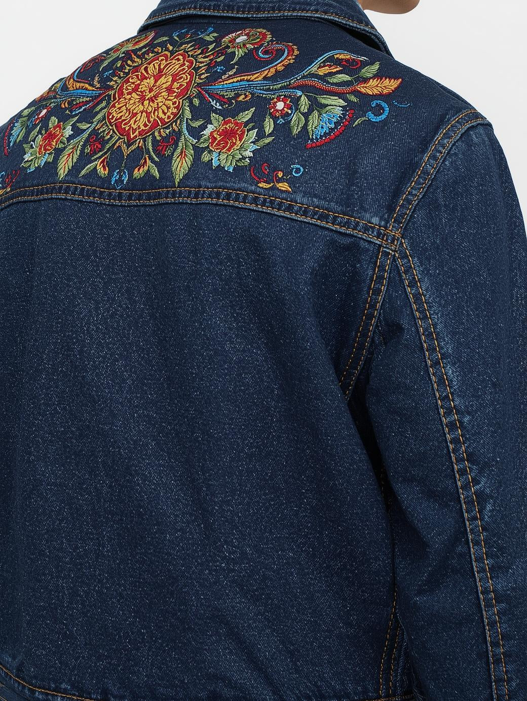 Denim Jacket with Embroidery Artwork