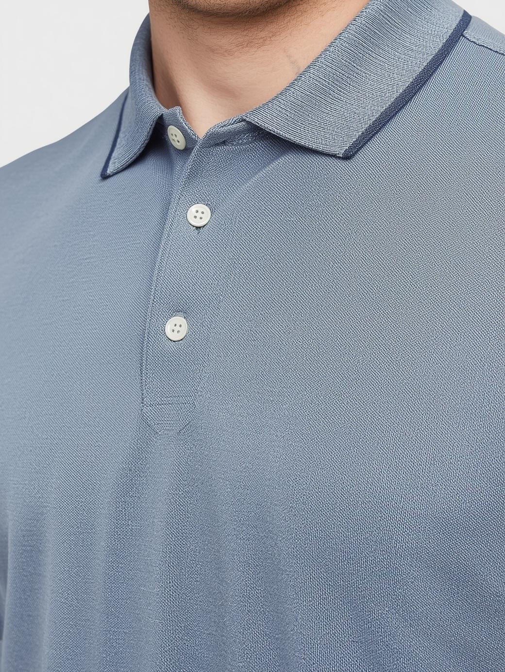 Polo Shirt with Striped Collar Detail