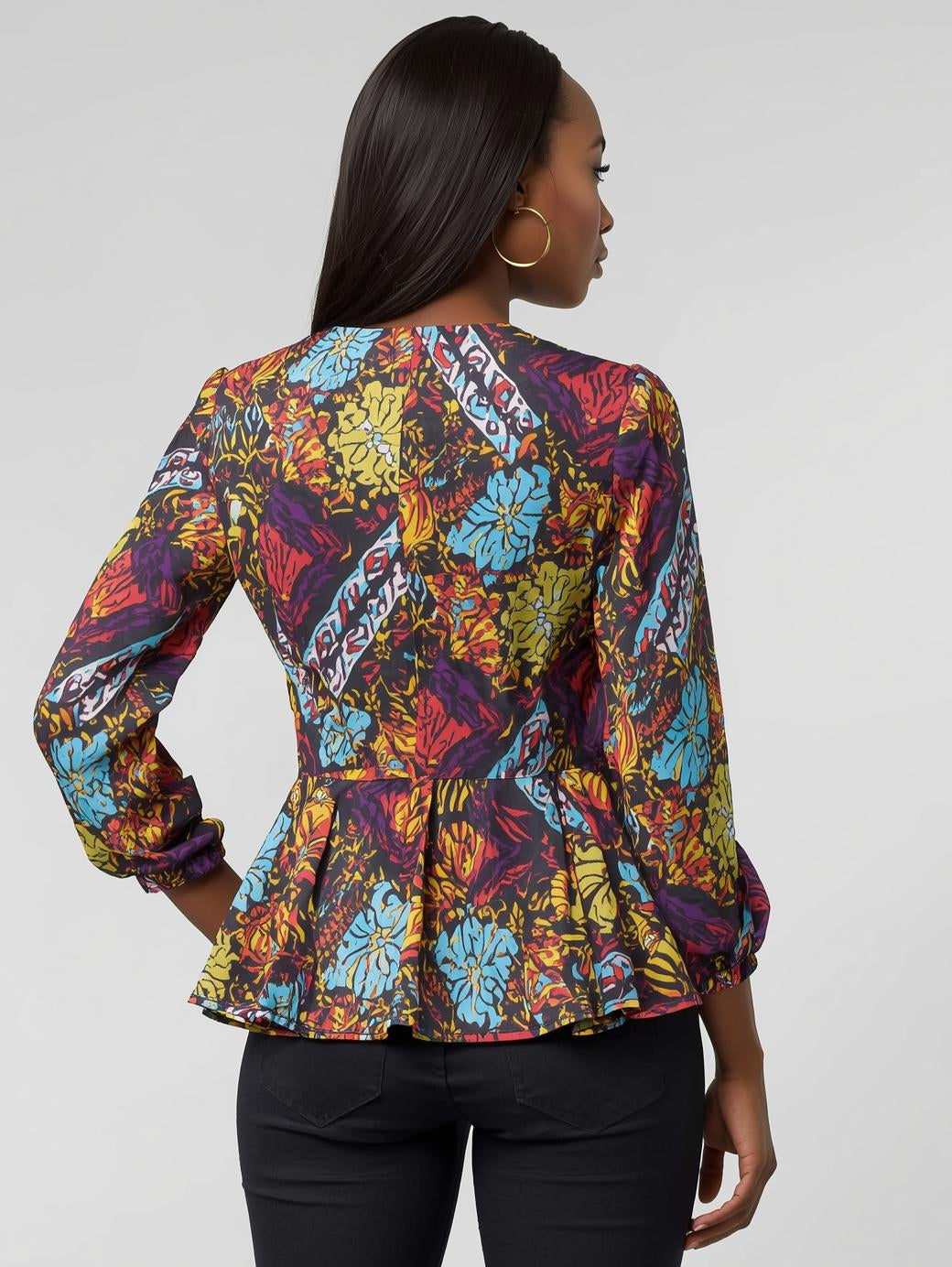 African Print Peplum Blouse