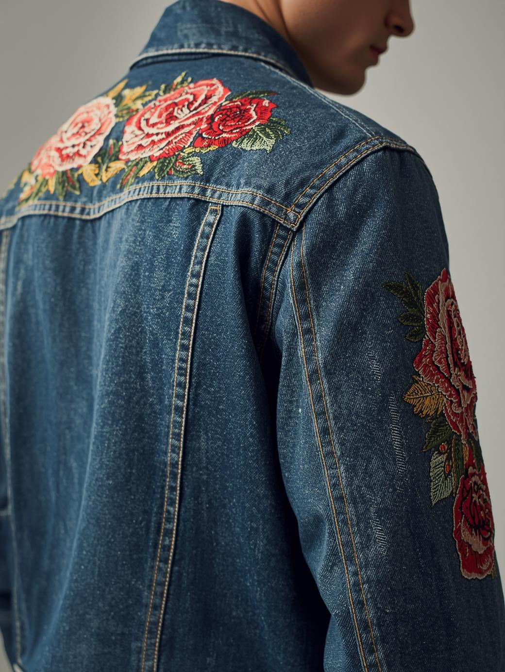 Denim Jacket with Embroidery Artwork