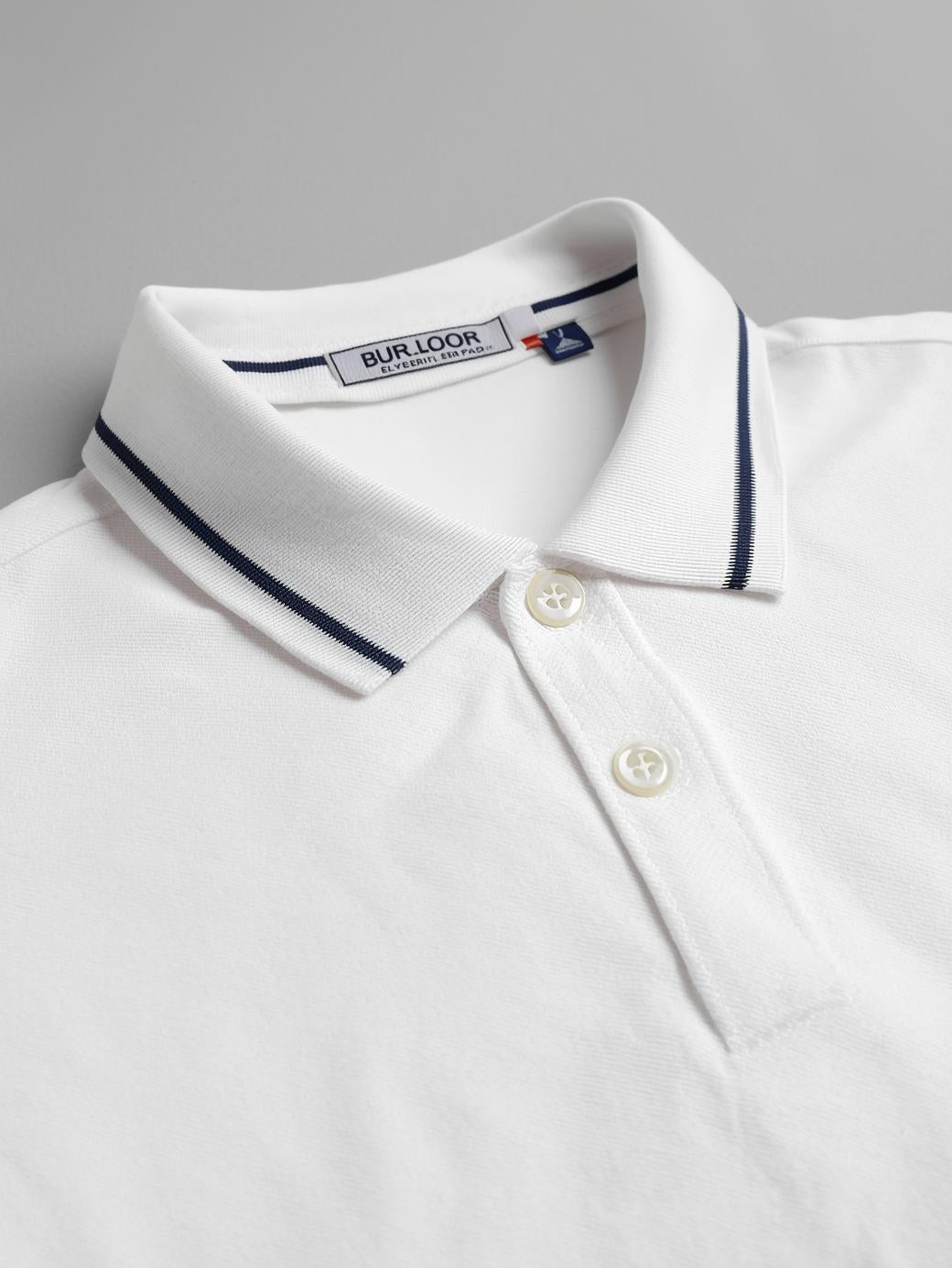 Polo Shirt with Striped Collar Detail