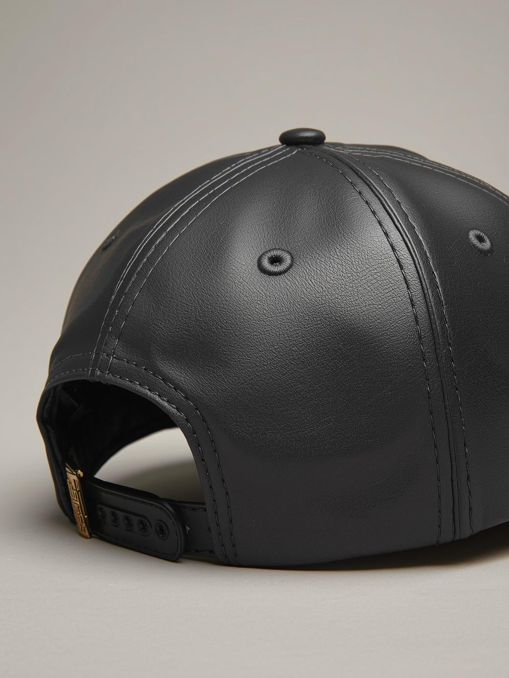 Strap-Back Cap with Leather Finish