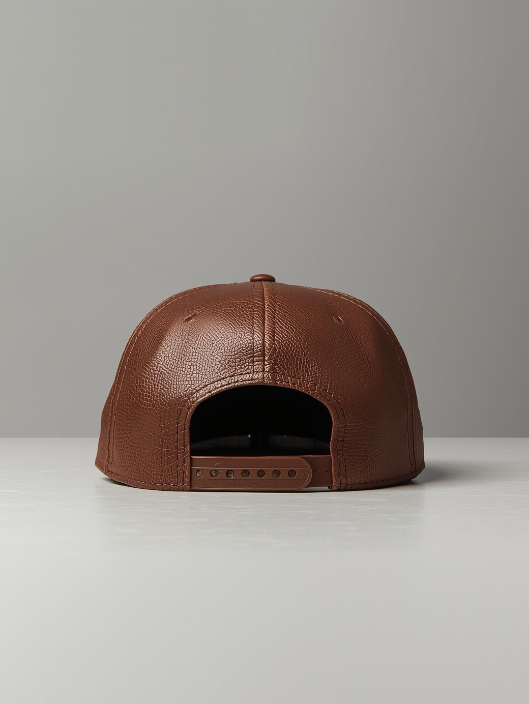 Strap-Back Cap with Leather Finish
